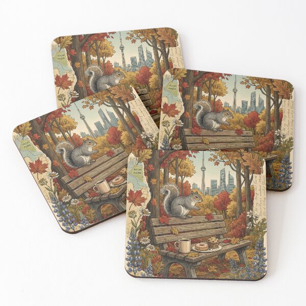Item preview, Autumn coffee beside squirrel at High Park designed and sold by CoffeeinBloom.