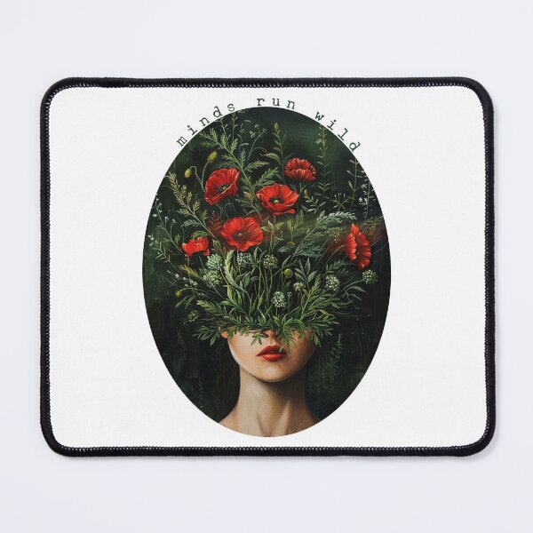 Item preview, Minds Run Wild - Painterly Surreal Portrait with Floral Elements designed and sold by Neurodelic.