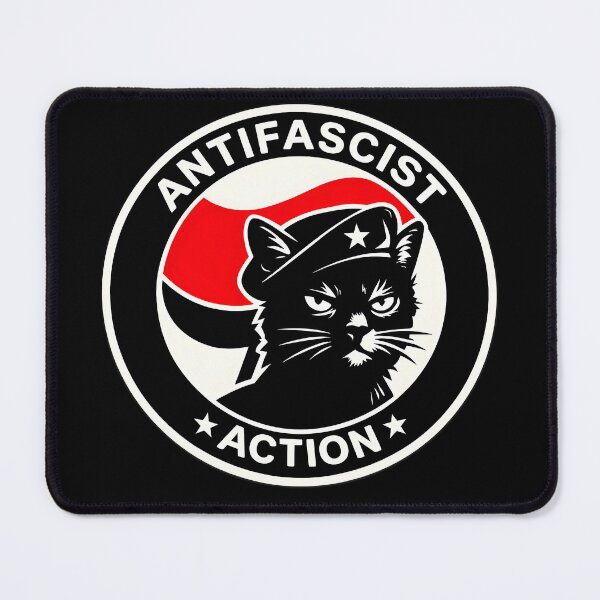 Item preview, Antifa Cat Badge Sticker – Anti-Fascist Resist Fascism Circle Design designed and sold by WAUZ.