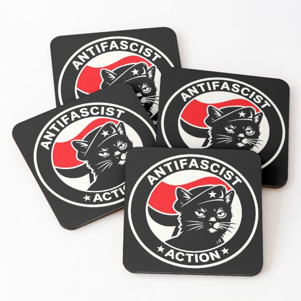 Item preview, Antifa Cat Badge Sticker – Anti-Fascist Resist Fascism Circle Design designed and sold by WAUZ.