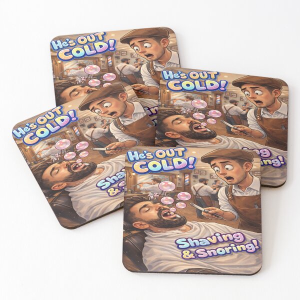 Item preview, He’s Out Cold – Funny Barber Shaving Cartoon Design designed and sold by alizo74.