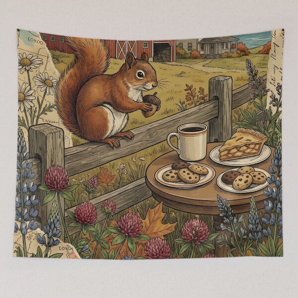 Item preview, Country breakfast shared with squirrel in Nova Scotia designed and sold by CoffeeinBloom.
