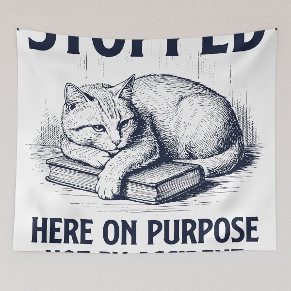 Item preview, Stopped – Vintage Cat Book Illustration with Introvert Quote designed and sold by TeeVerse27.