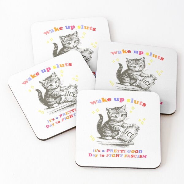Item preview, Wake up it's time to fight fascism - funny political protest cat anti-ice meme designed and sold by borenclolahroy.