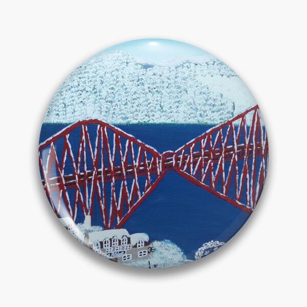 Item preview, The Forth Rail Bridge contemporary winter snow artwork designed and sold by ElisaTruemanArt.