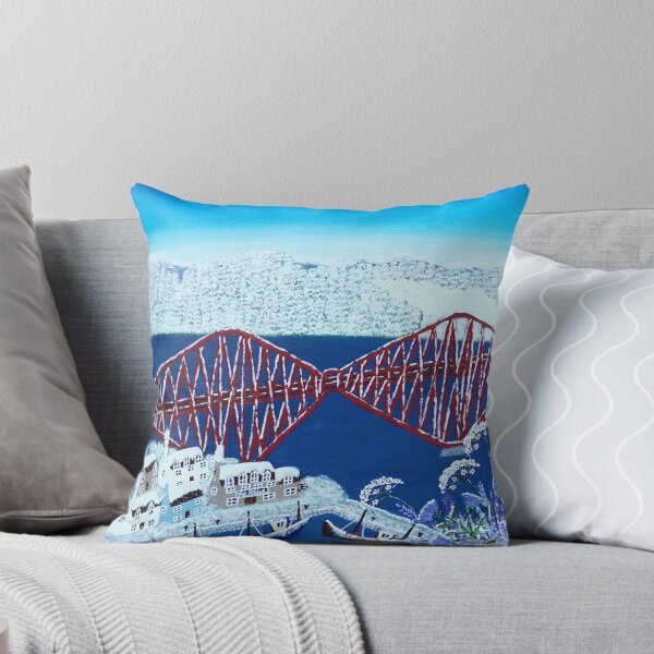 Item preview, The Forth Rail Bridge contemporary winter snow artwork designed and sold by ElisaTruemanArt.