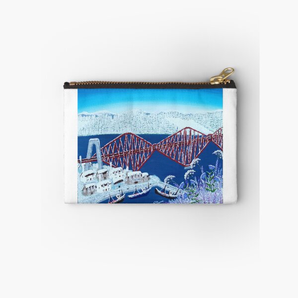 Item preview, The Forth Rail Bridge contemporary winter snow artwork designed and sold by ElisaTruemanArt.