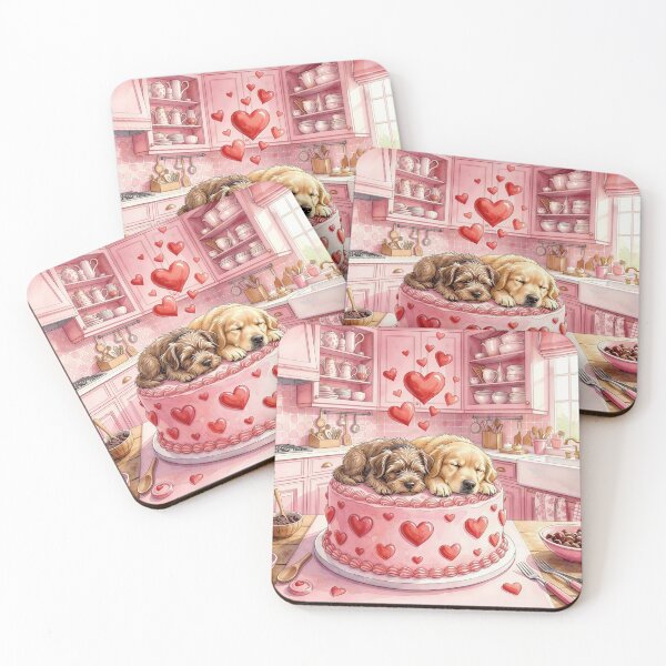 Item preview, Valentine Puppies Sleeping on Cake designed and sold by M-Y-A-R-T-.