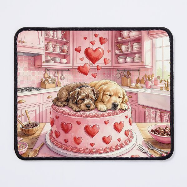 Item preview, Valentine Puppies Sleeping on Cake designed and sold by M-Y-A-R-T-.