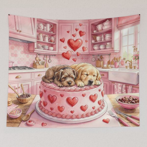 Item preview, Valentine Puppies Sleeping on Cake designed and sold by M-Y-A-R-T-.
