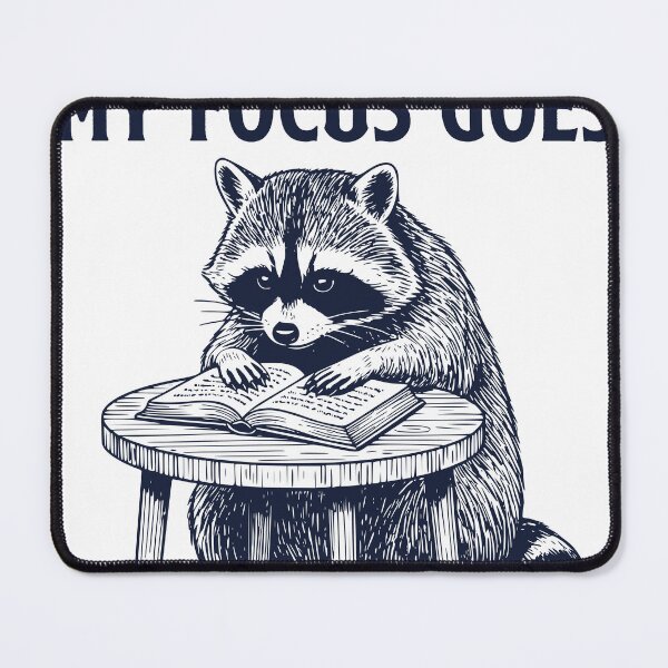 Item preview, This Is Where My Focus Goes – Vintage Raccoon Reading Illustration designed and sold by TeeVerse27.
