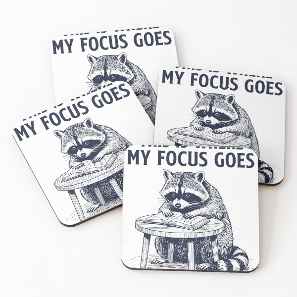 Item preview, This Is Where My Focus Goes – Vintage Raccoon Reading Illustration designed and sold by TeeVerse27.