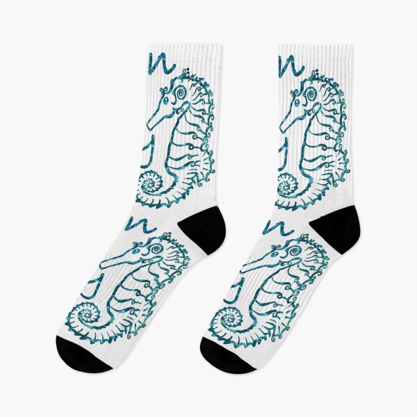 Item preview, Ocean air salty Hair | teal blue boho seahorse  designed and sold by hollycooper.