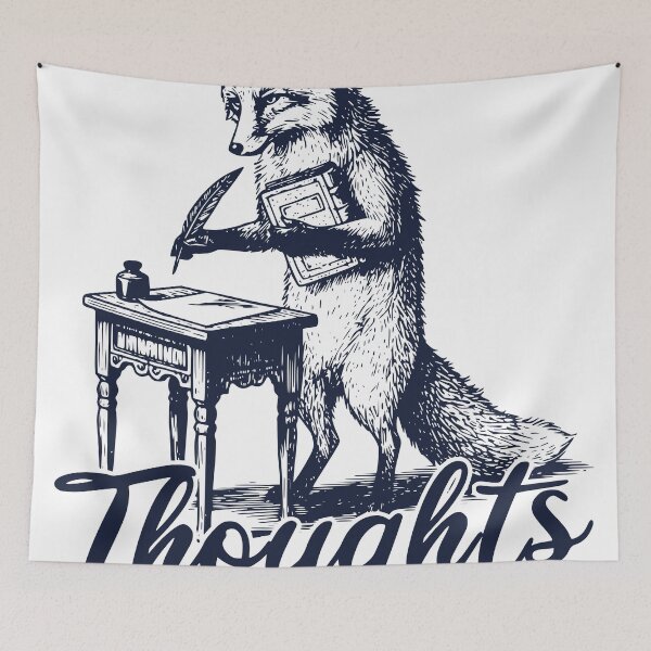 Item preview, Thoughts Into Ink – Vintage Fox Writing Illustration for Creatives designed and sold by TeeVerse27.