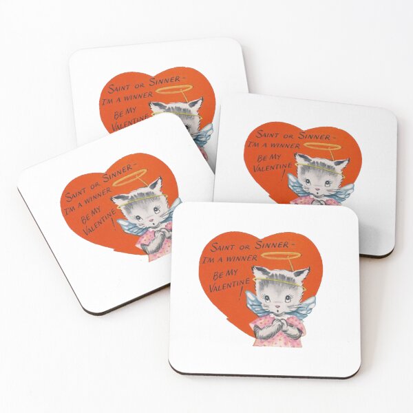 Item preview, Vintage cat kitten coquette heart valentine designed and sold by yoshihi22.