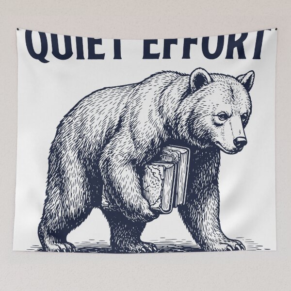 Item preview, Quiet Effort – Vintage Bear Illustration with Book designed and sold by TeeVerse27.