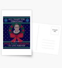 "All I Want for Christmas is for Ruth Bader Ginsburg to Live Forever" Ugly Christmas Sweater Postcards