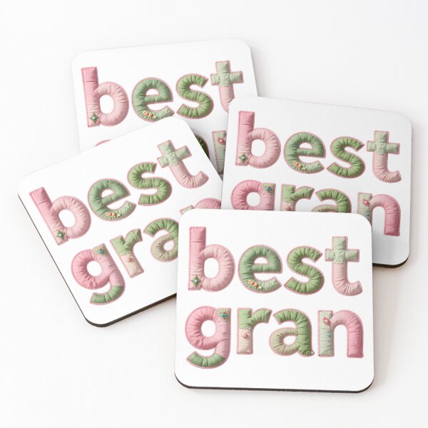 Item preview, BEST GRAN - IN PINK & GREEN FAUX LETTERING designed and sold by AlexOBrienArt.