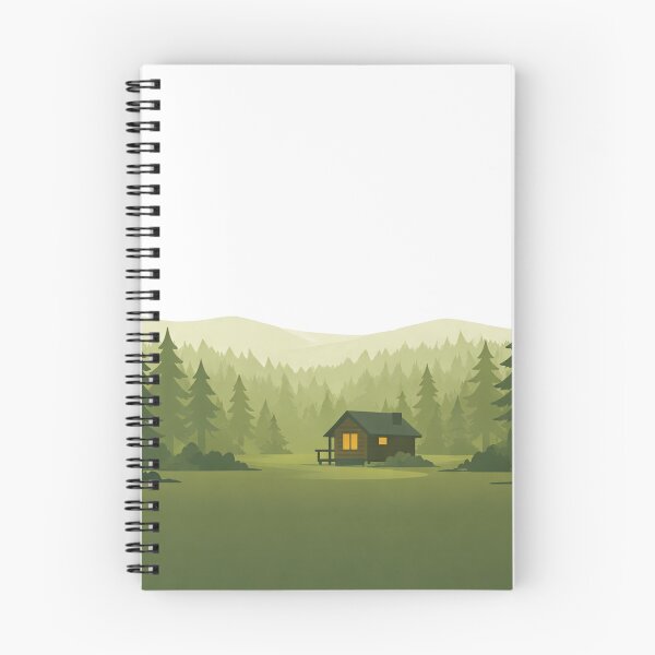 Item preview, Minimalist Forest Cabin – Wide Landscape with Negative Space designed and sold by Fernova.