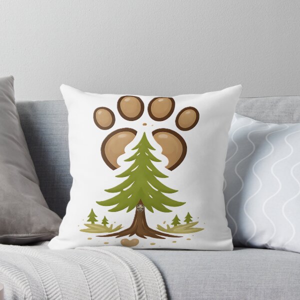 Aperçu de l'œuvre Paw Print Pine Tree – Minimalist Dog Lover Nature T-Shirt créée et vendue par InkForge Studio.