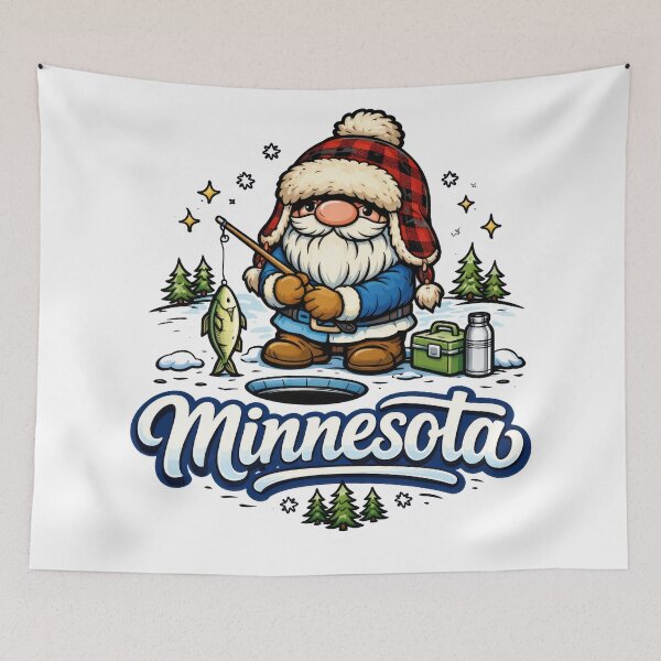 Item preview, Minnesota Ice Fishing Gnome – Cozy Winter Nordic Folk Art designed and sold by Moriarty's Digital Visions.