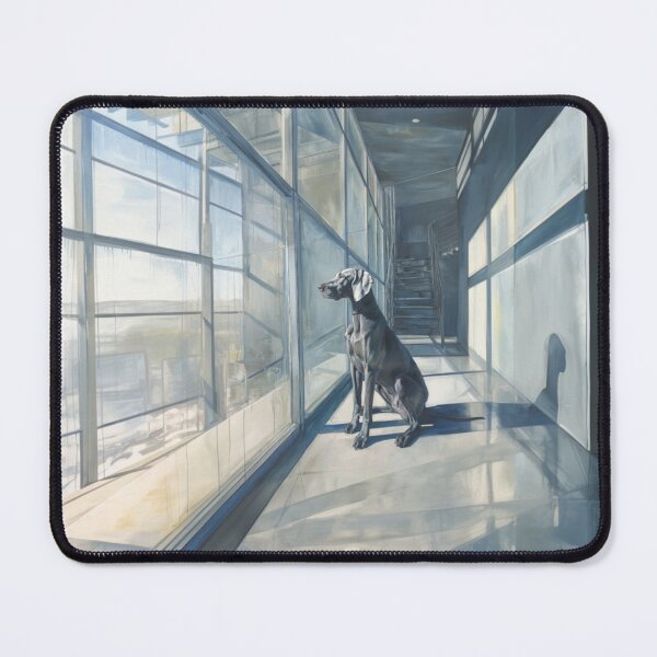 Item preview, A striking Weimaraner posed in a modern interior, Dogs in Motion designed and sold by CDC40.