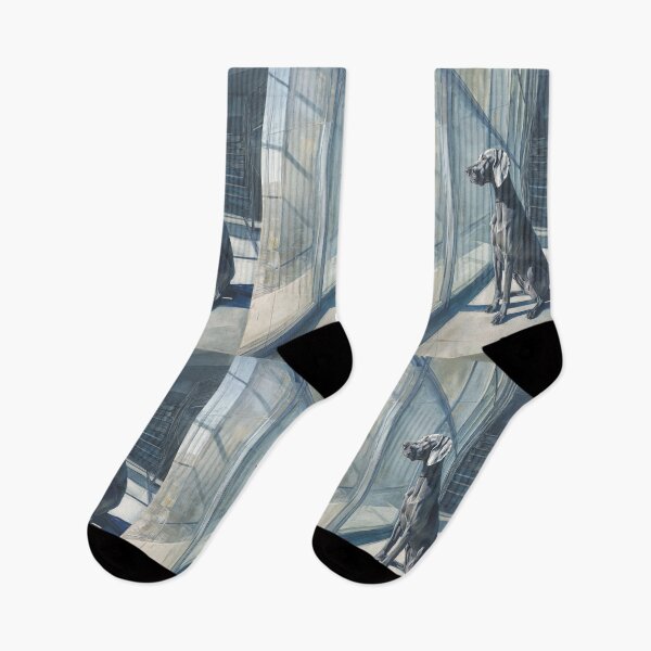 Item preview, A striking Weimaraner posed in a modern interior, Dogs in Motion designed and sold by CDC40.