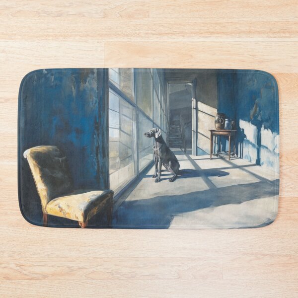 Item preview, A striking Weimaraner posed in a modern interior, Dogs in Motion designed and sold by CDC40.