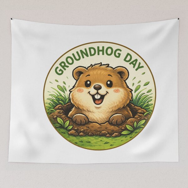Item preview, Groundhog Day Cute Cartoon Sticker designed and sold by Combat Skies.