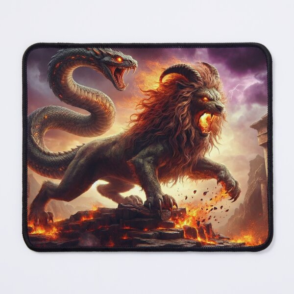 Item preview, The Mythical Chimera Beast - Lion Goat Snake Hybrid Monster designed and sold by TheRichGallery.
