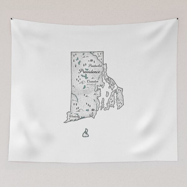 Item preview, Rhode Island Illustrated Map – Hand-Drawn Rivers & Nature Adventure Sketch designed and sold by Paper Drip.