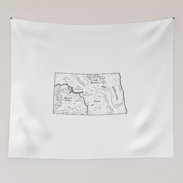 Item preview, North Dakota Illustrated Map – Hand-Drawn Rivers & Nature Adventure Sketch designed and sold by Paper Drip.