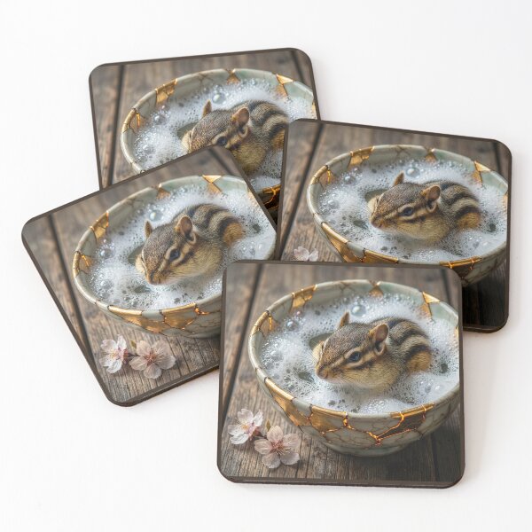 Item preview, Chipmunk Takes Bath in Kintsugi Bowl designed and sold by Tridentulus.