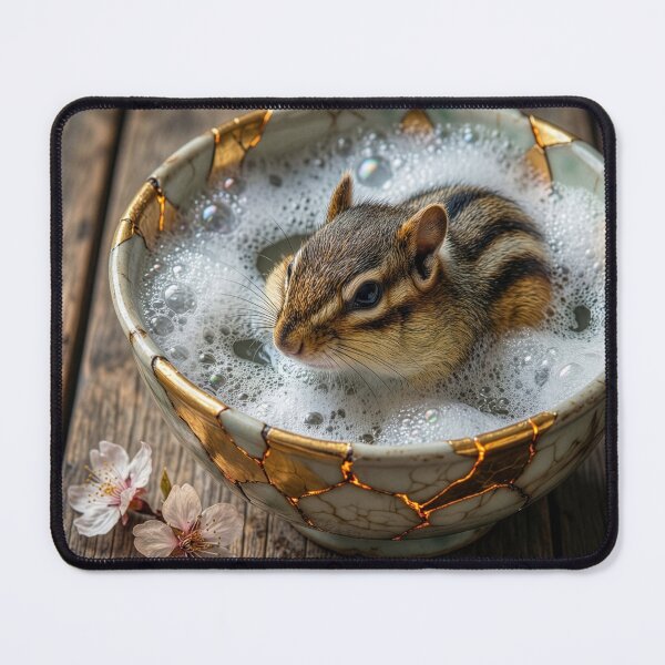 Item preview, Chipmunk Takes Bath in Kintsugi Bowl designed and sold by Tridentulus.
