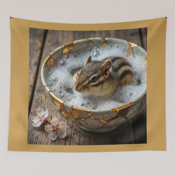 Item preview, Chipmunk Takes Bath in Kintsugi Bowl designed and sold by Tridentulus.