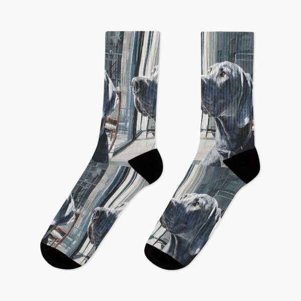 Item preview, A striking Weimaraner posed in a modern interior, Dogs in Motion designed and sold by CDC40.