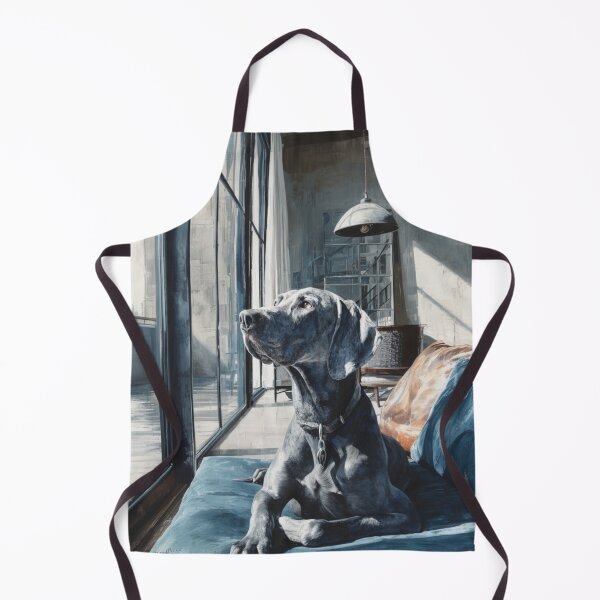 Item preview, A striking Weimaraner posed in a modern interior, Dogs in Motion designed and sold by CDC40.