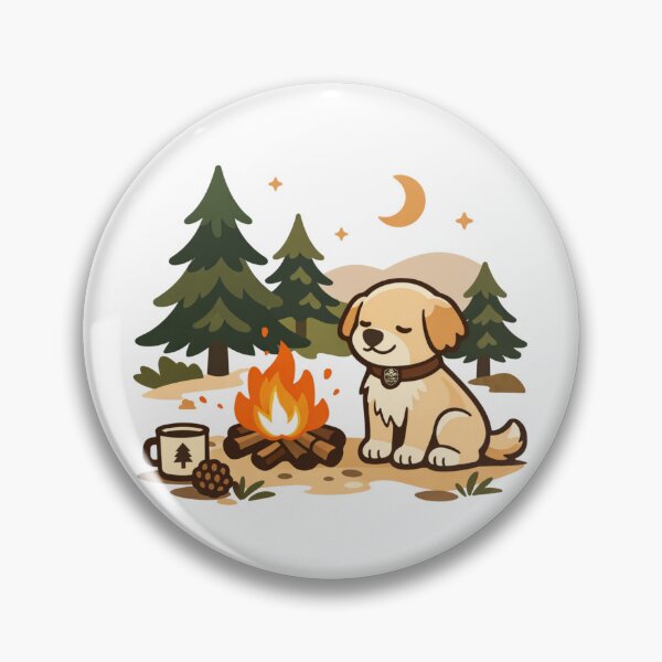 Item preview, Cozy Campfire Dog – Outdoor Adventure Dog T-Shirt designed and sold by InkForge Studio.