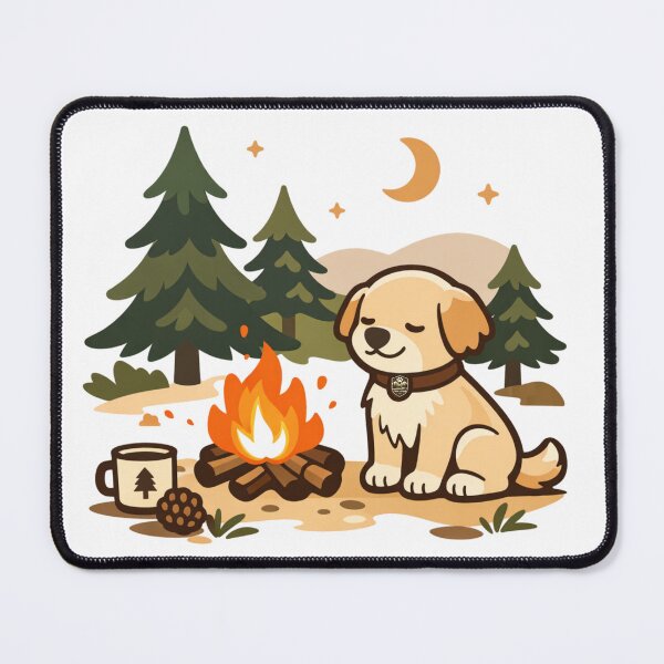 Artikelvorschau, Cozy Campfire Dog – Outdoor Adventure Dog T-Shirt entworfen und verkauft von InkForge Studio.