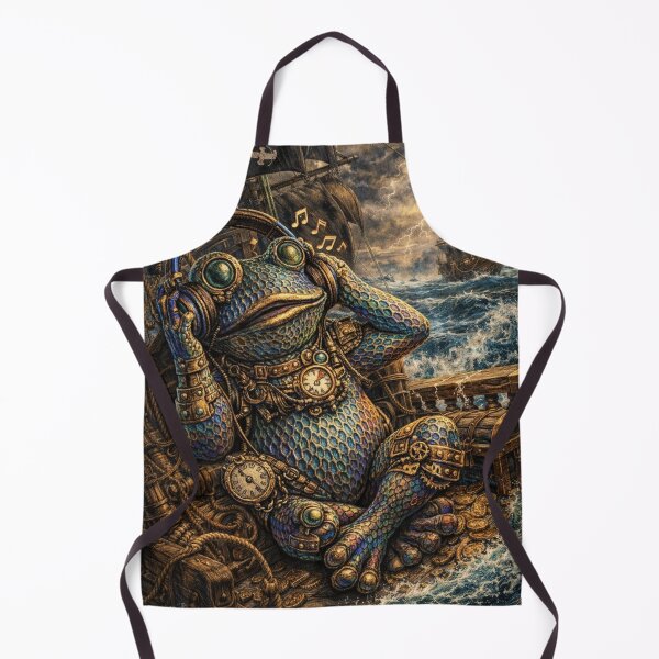 Item preview, Punky Frog Sitting on a Pirate ship listening to Music designed and sold by Totallywildforsteampunk.