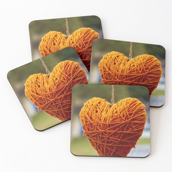 Item preview, Rustic Orange Yarn Heart Hanging On String Outdoors designed and sold by Nmallia.