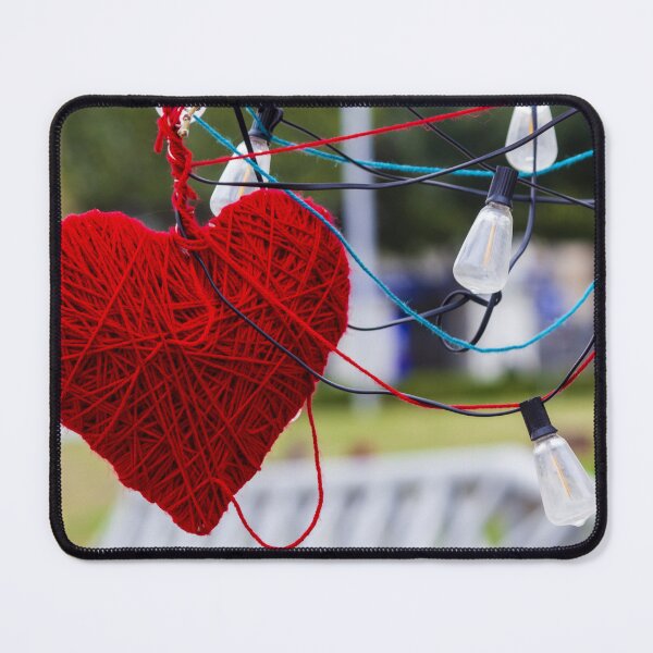 Item preview, Red Yarn Heart With String Lights Outdoors, Warm Romantic Decor for Valentine’s Day designed and sold by Nmallia.