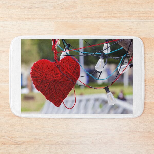 Item preview, Red Yarn Heart With String Lights Outdoors, Warm Romantic Decor for Valentine’s Day designed and sold by Nmallia.