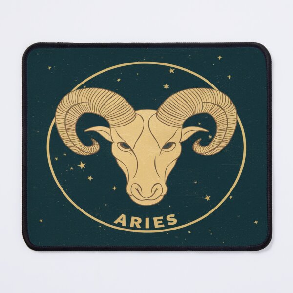 Item preview, Golden Aries Ram Head | Celestial Starry Zodiac Art designed and sold by Midnight Veil Designs.