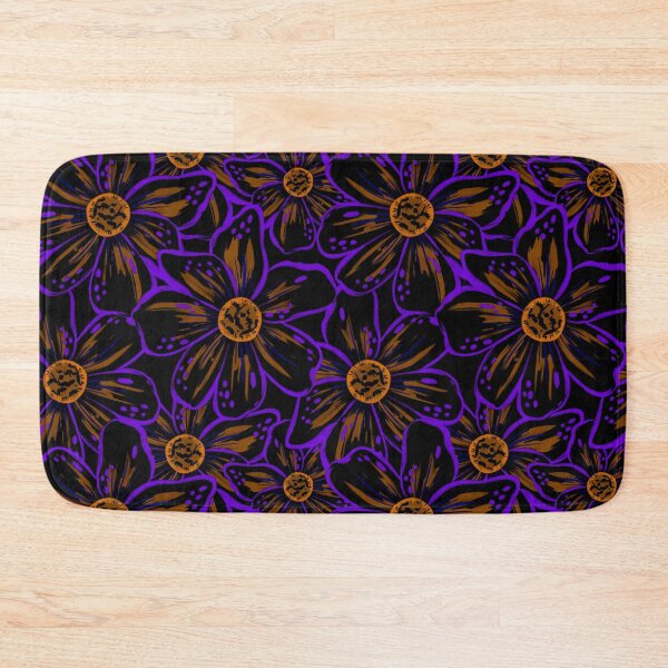 Item preview, Expressive Bold Painterly Florals Tropical Neon Electric Purple Rust Orange Ochre designed and sold by thecolorbirdie.