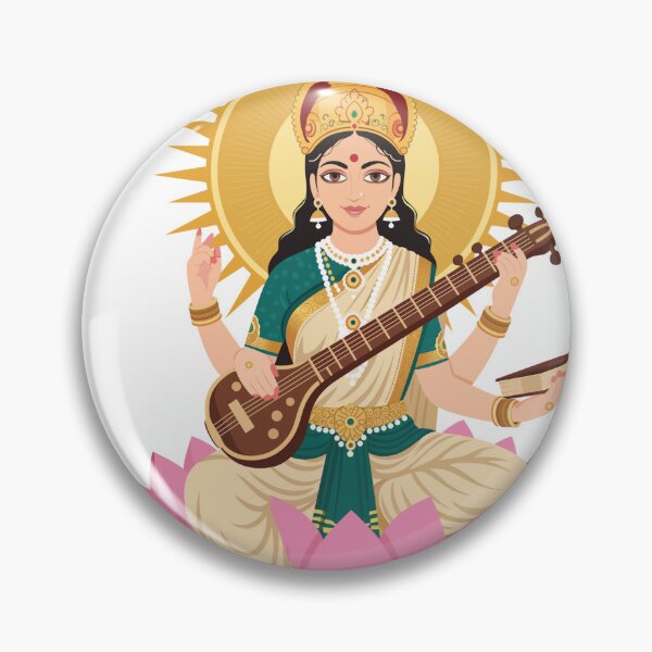 Item preview, Goddess Saraswati Playing Veena Vasant Panchami Puja designed and sold by AnimaliaStar.