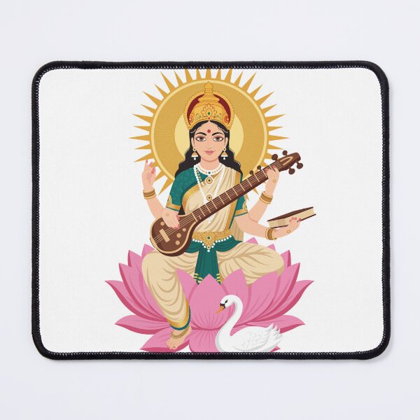 Item preview, Goddess Saraswati Playing Veena Vasant Panchami Puja designed and sold by AnimaliaStar.