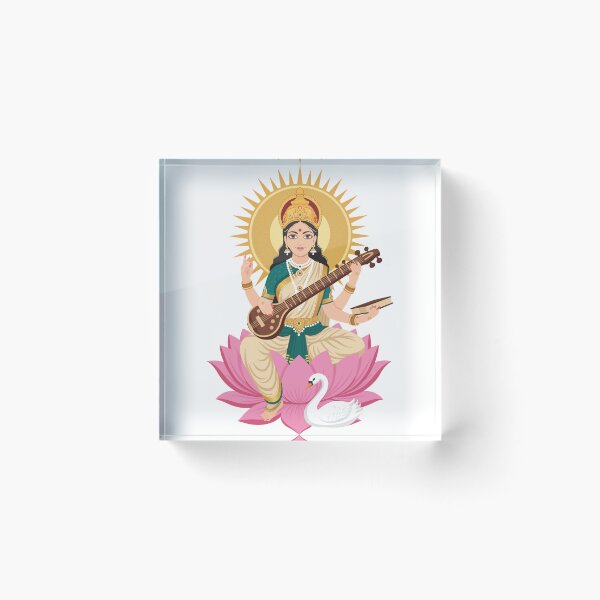 Item preview, Goddess Saraswati Playing Veena Vasant Panchami Puja designed and sold by AnimaliaStar.