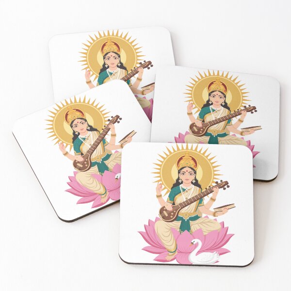 Item preview, Goddess Saraswati Playing Veena Vasant Panchami Puja designed and sold by AnimaliaStar.