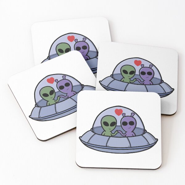 Item preview, Adorable Alien Couple with Hearts Galactic Romance designed and sold by shopdiego.
